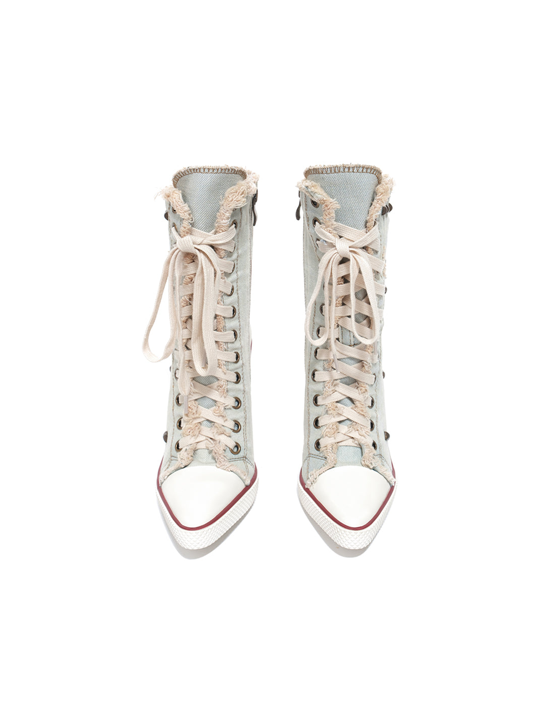 UnicornBlood Distressed Studded Washed Denim High Heels - view 8