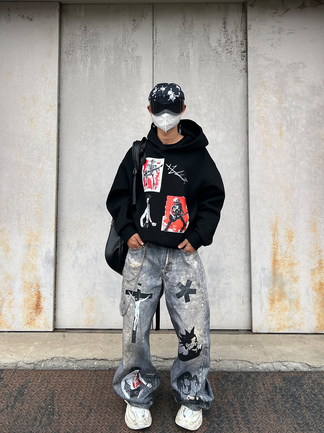 YIZILINGF 3D Printed Punk Graphic Jeans - view 8