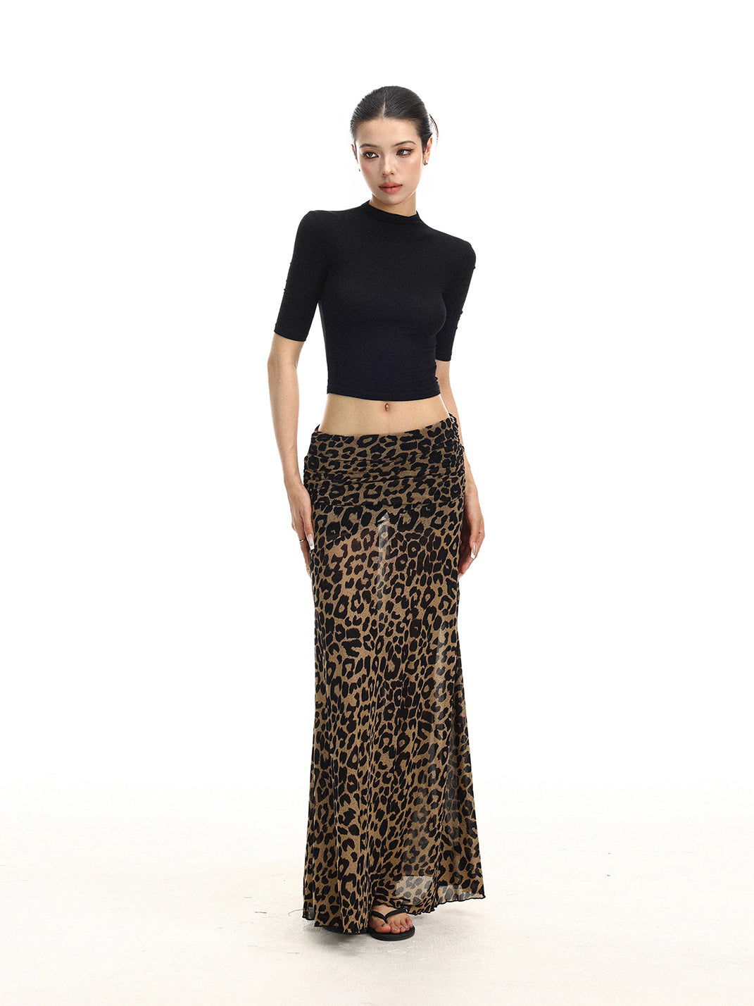 BIGGOLD Low-Waist Leopard Print Midi Skirt - view 8