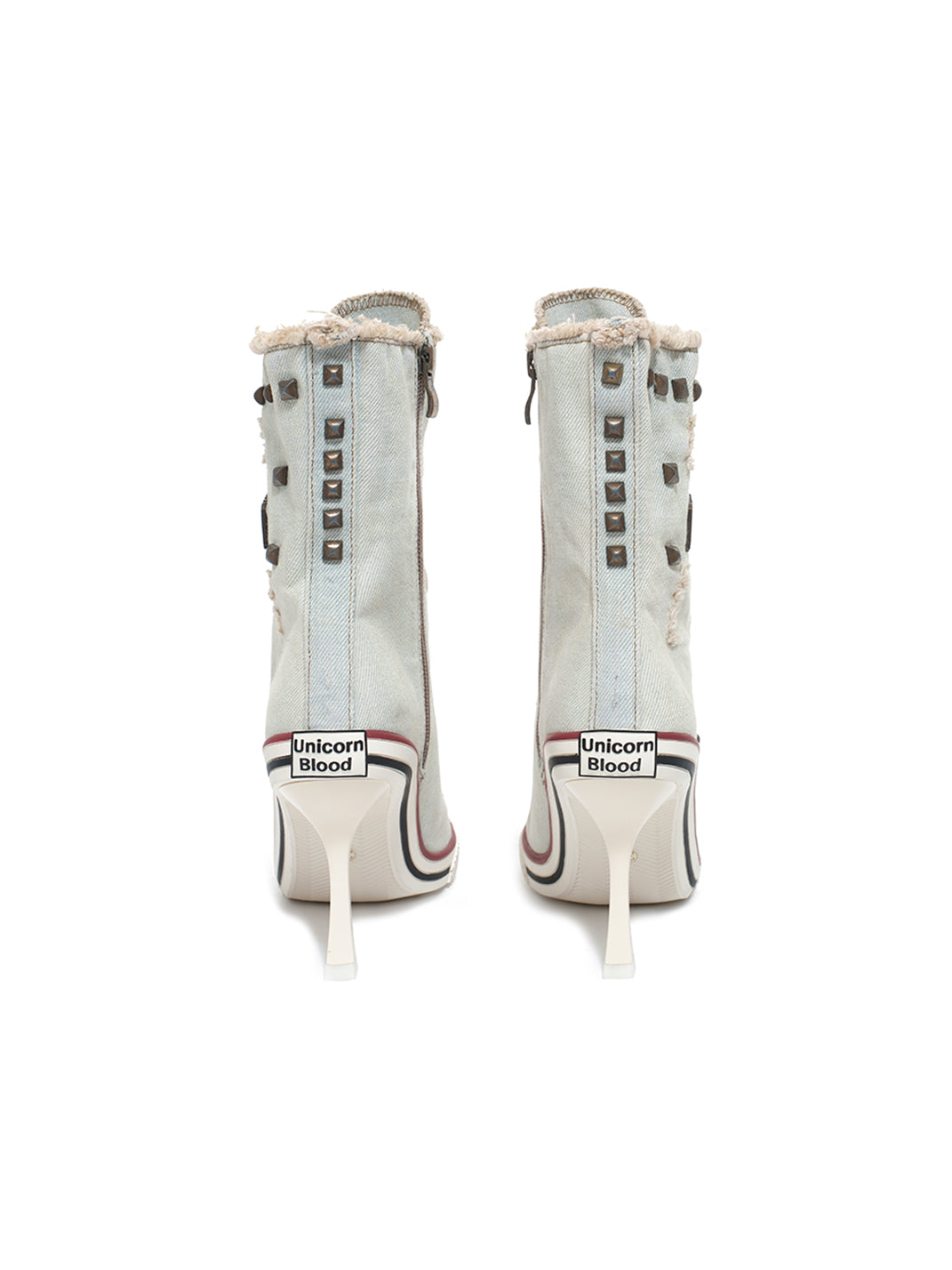 UnicornBlood Distressed Studded Washed Denim High Heels - view 9