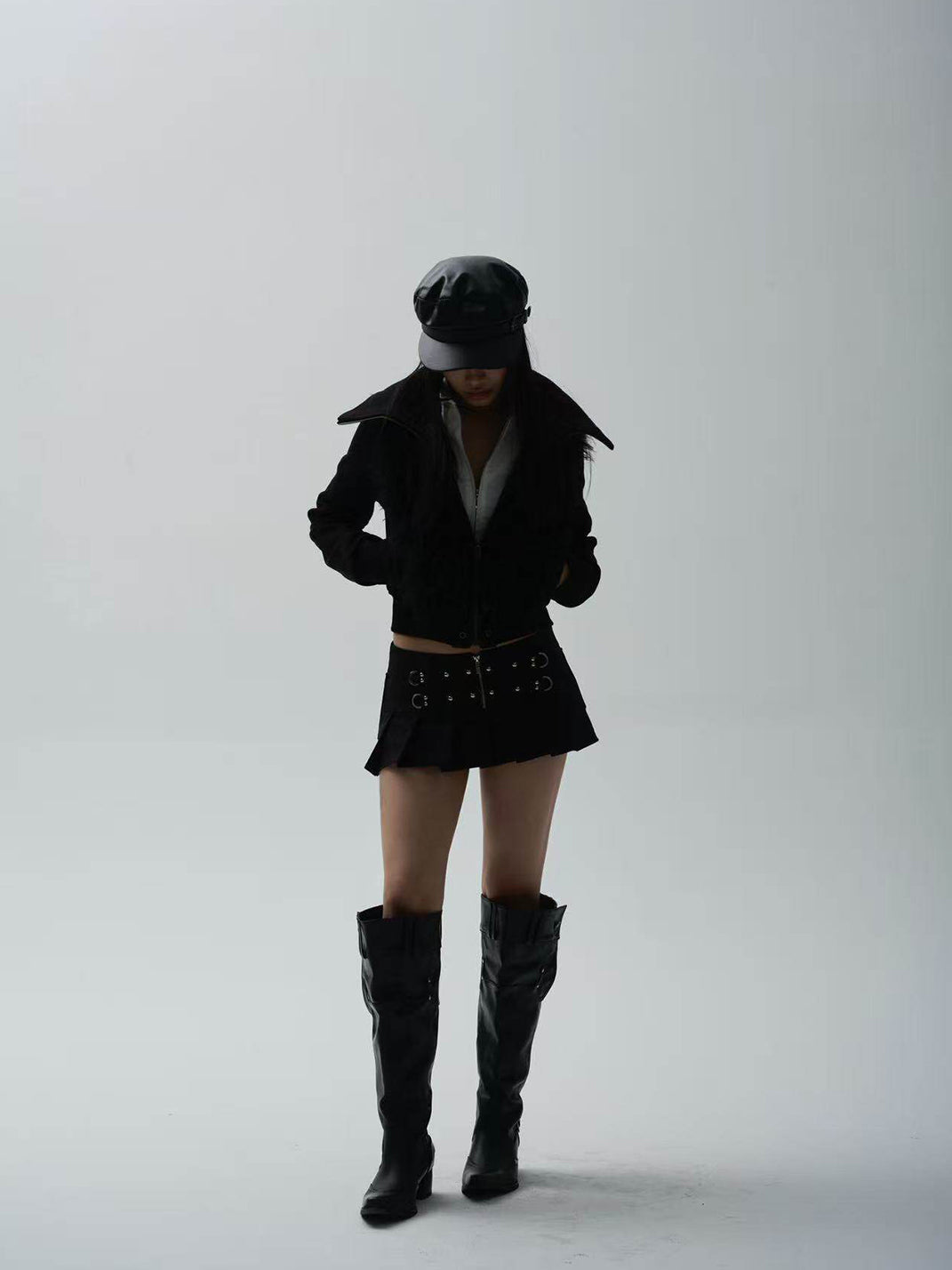 ONNASENSHI Studded Zipper Pleated Skirt - view 9
