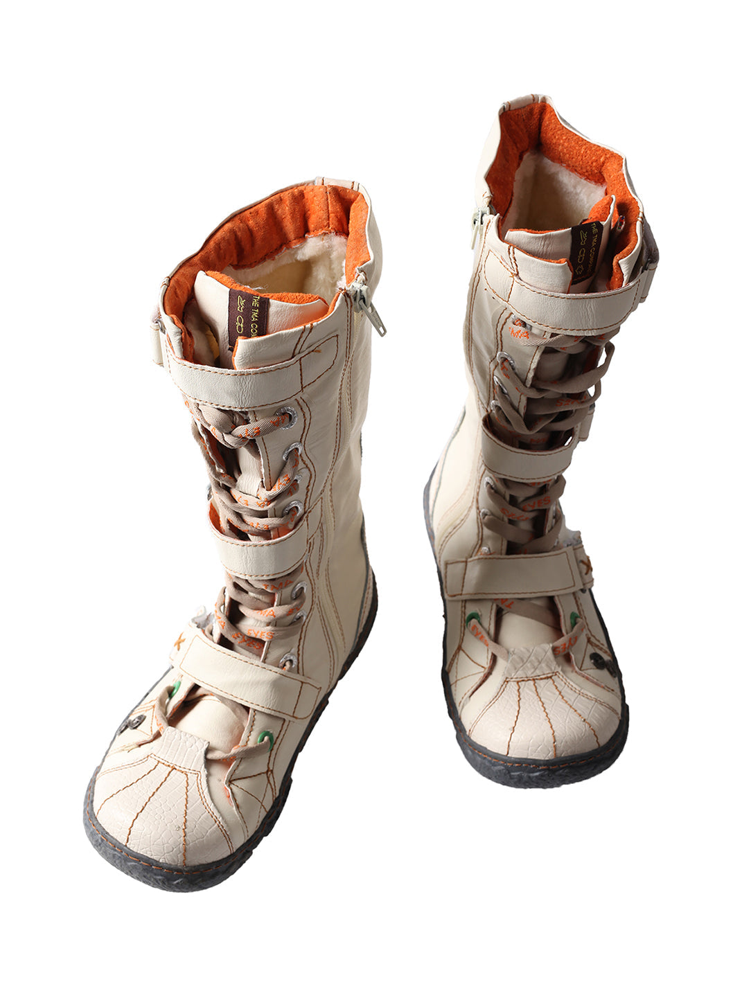 TMA EYES Y2K Washed PU Leather Lace-Up Boots - view 9