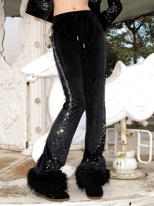CFIERCE Unicorn Velvet Rhinestone Flare Pants - view 2