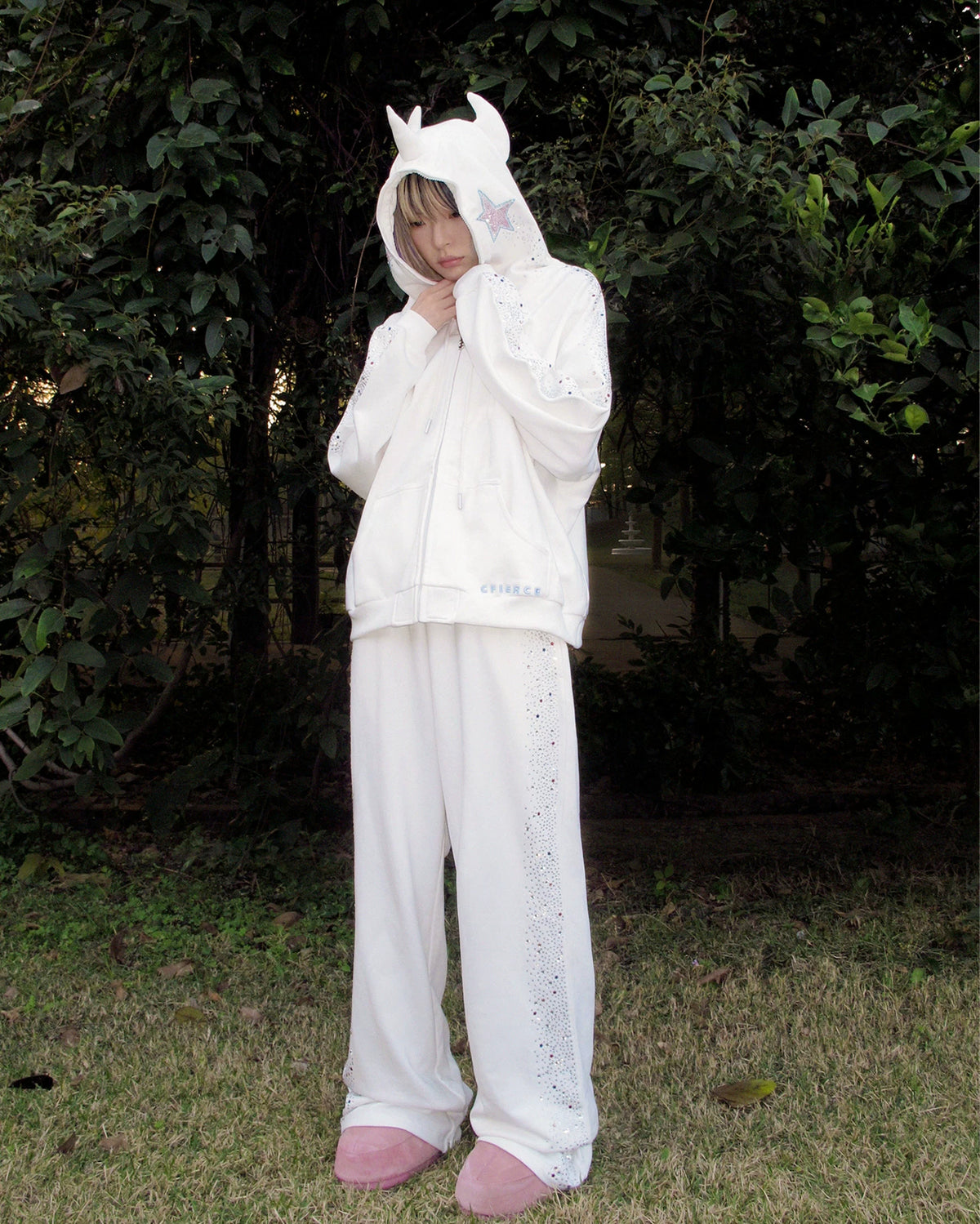 CFIERCE Crying Unicorn Rhinestone Sweatpants - view 10