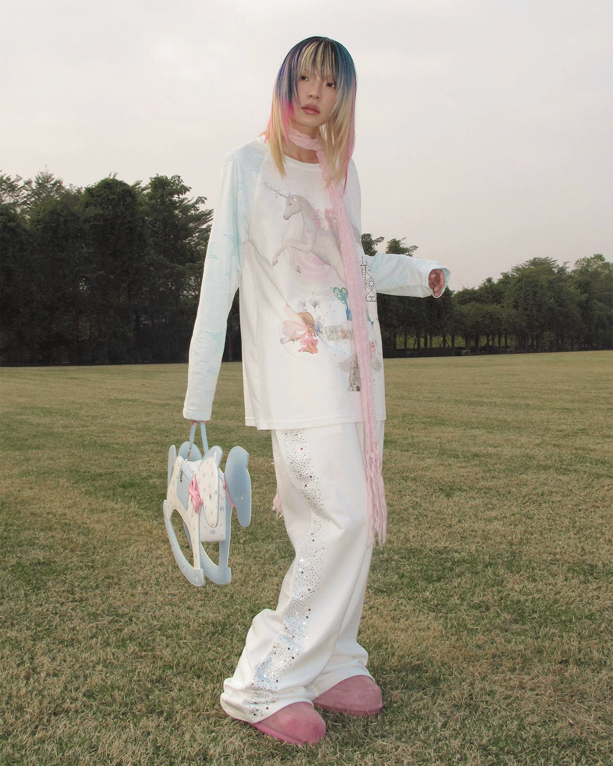 CFIERCE Crying Unicorn Rhinestone Sweatpants - view 16