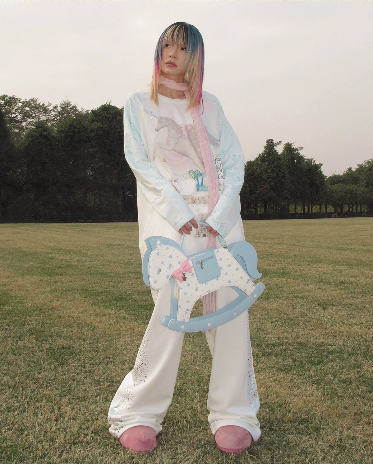 CFIERCE Crying Unicorn Rhinestone Sweatpants - view 17