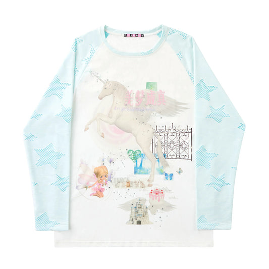 CFIERCE Dream Come True Unicorn Raglan Top - white unicorn-print raglan top product front