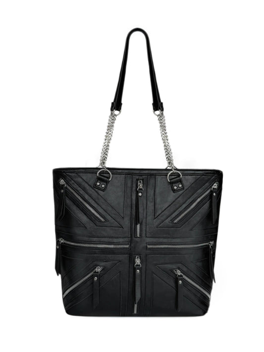Moire Rave Union Jack Zip Tote Bag - 页面展示主图_1