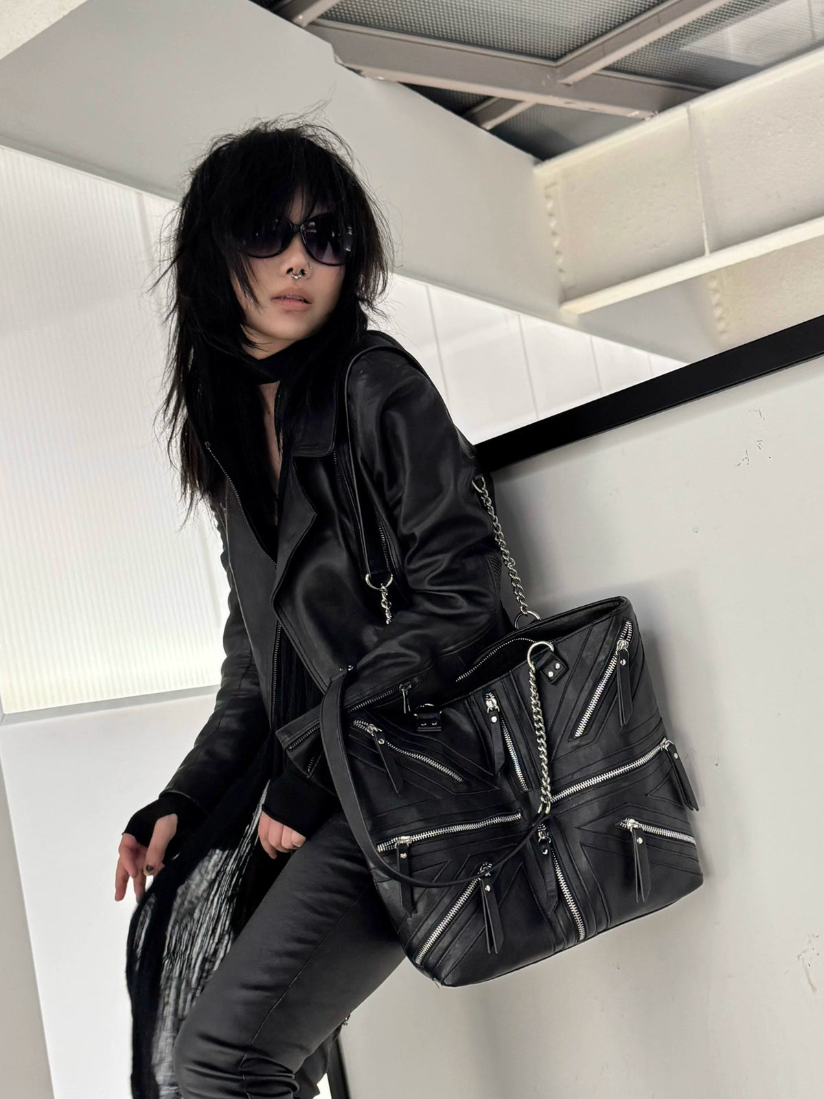 Moire Rave Union Jack Zip Tote Bag - 页面展示主图_3
