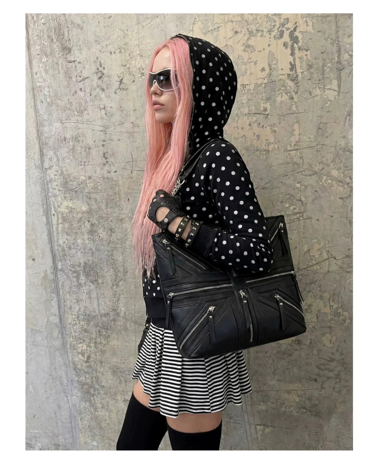 Moire Rave Union Jack Zip Tote Bag - 详情图_11