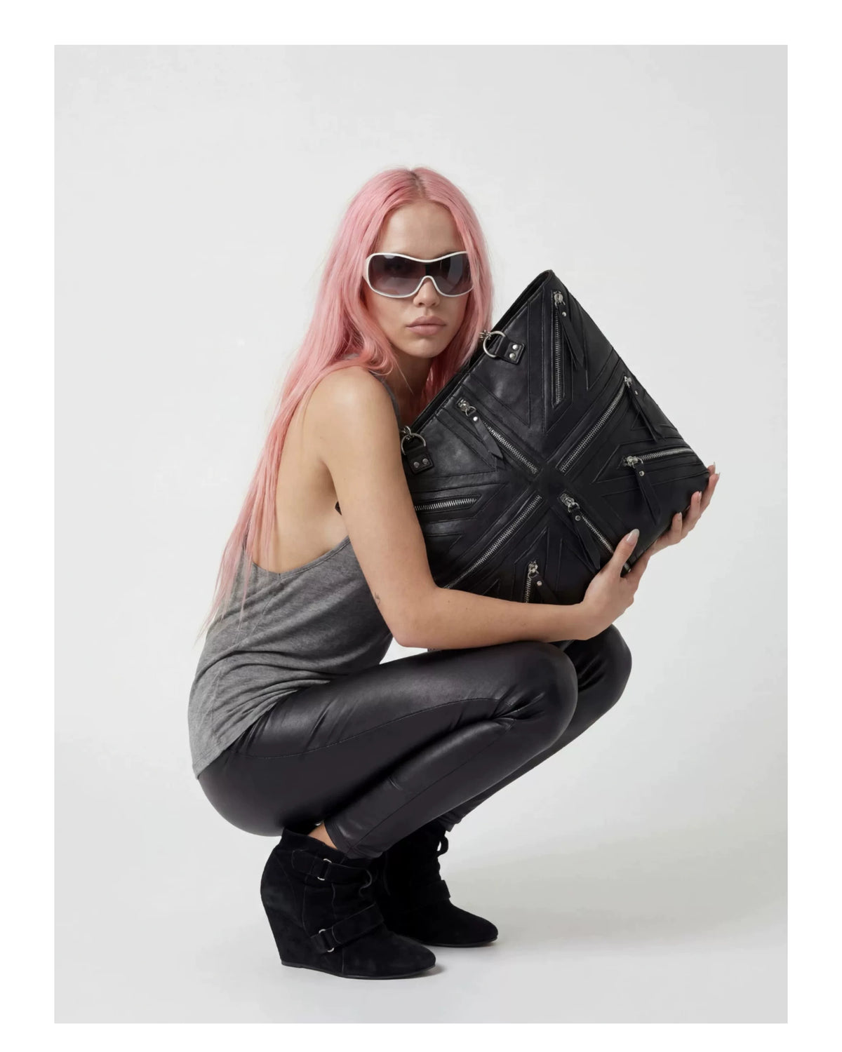 Moire Rave Union Jack Zip Tote Bag - 详情图_12