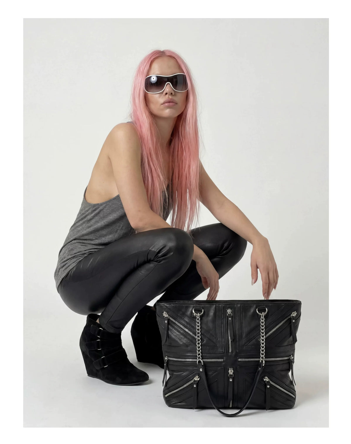 Moire Rave Union Jack Zip Tote Bag - 详情图_13