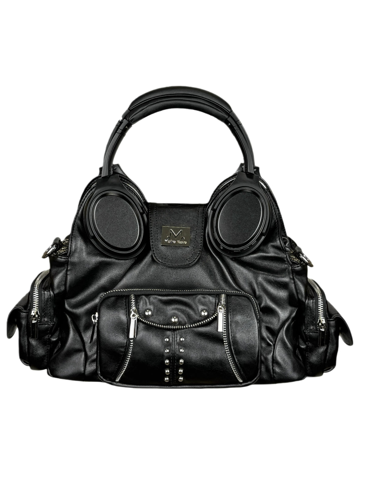 Moire Rave Headphone-Handle Moto Handbag - front view 1