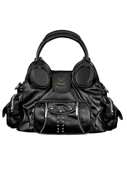 Moire Rave Headphone-Handle Moto Handbag - front view 1