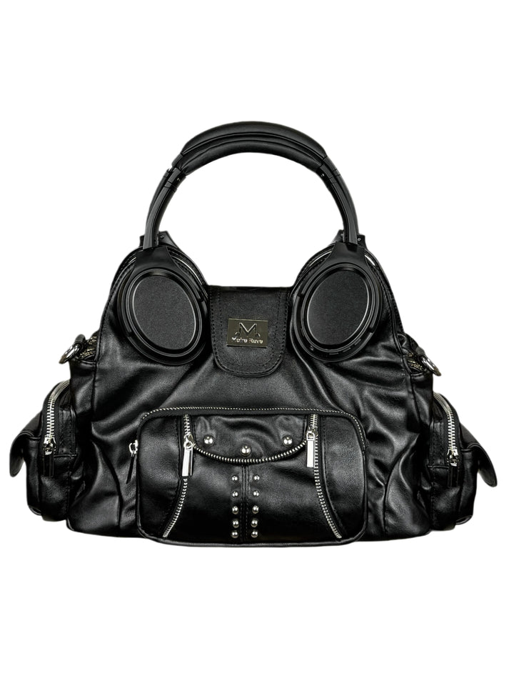 Moire Rave Headphone-Handle Moto Handbag - front view 1
