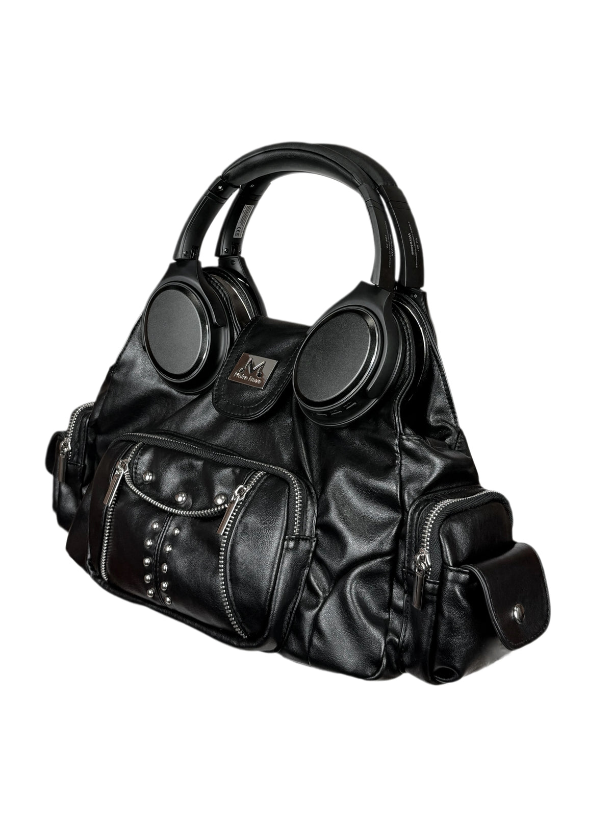 Moire Rave Headphone-Handle Moto Handbag - side view 5