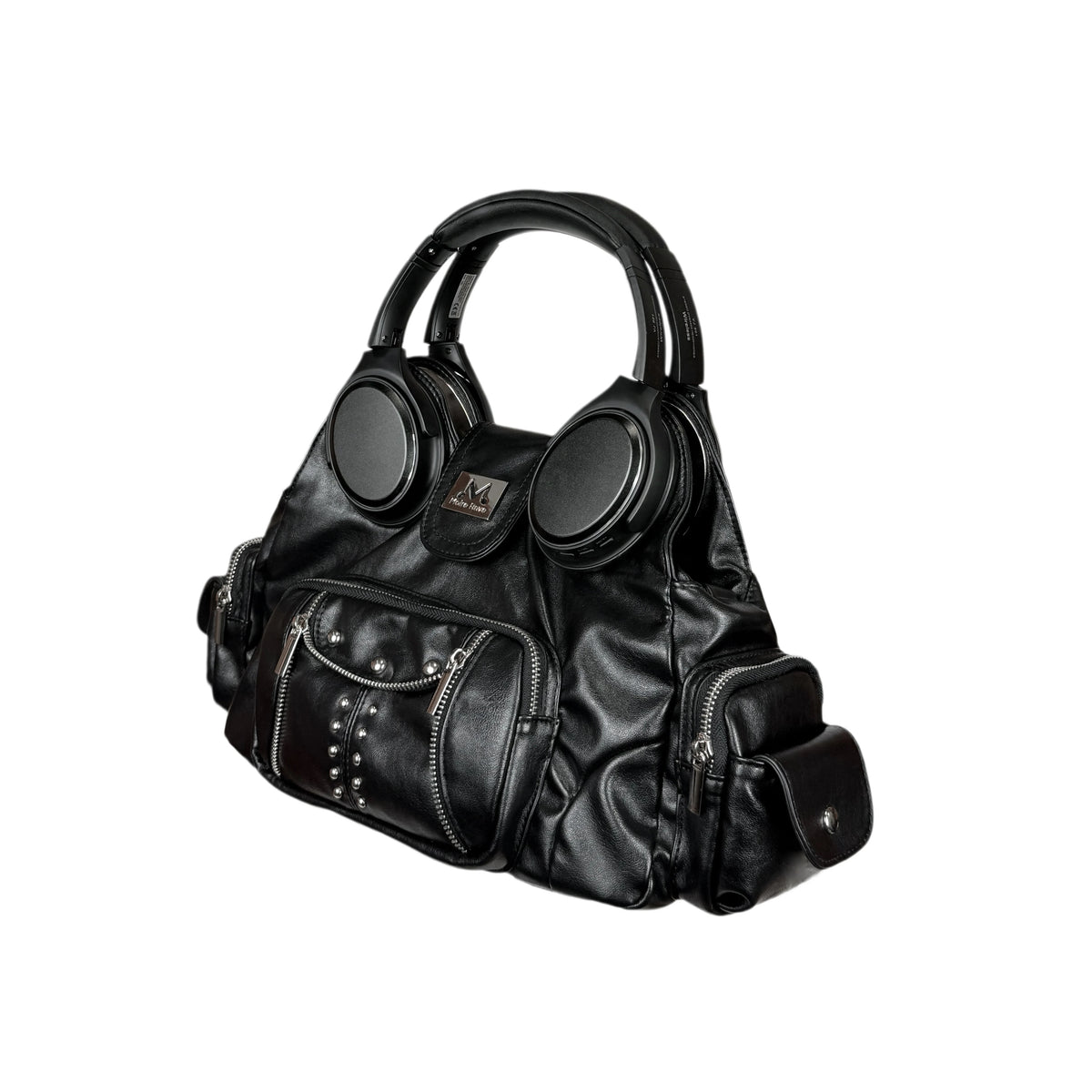 Moire Rave Headphone-Handle Moto Handbag - side view 7