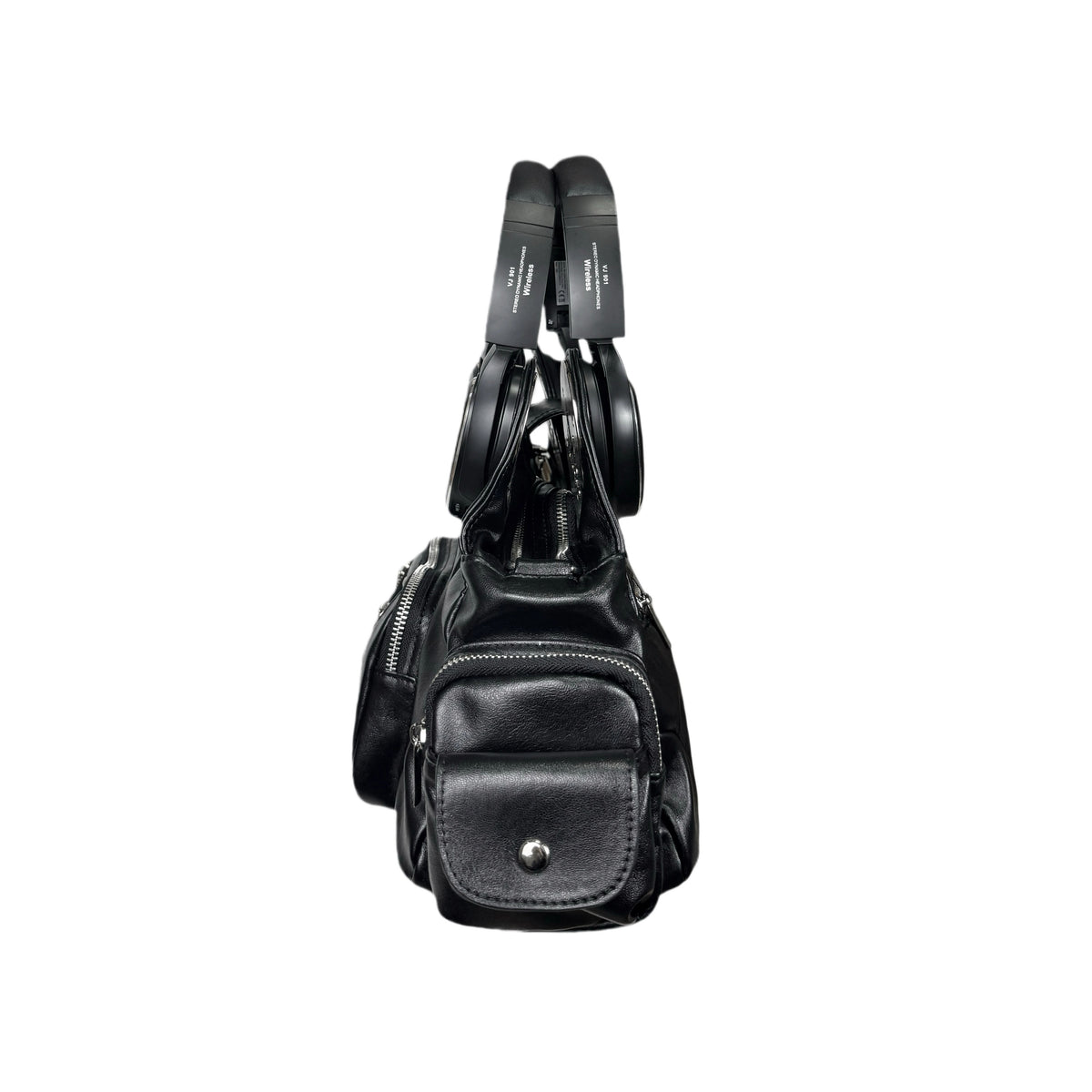 Moire Rave Headphone-Handle Moto Handbag - side view 8
