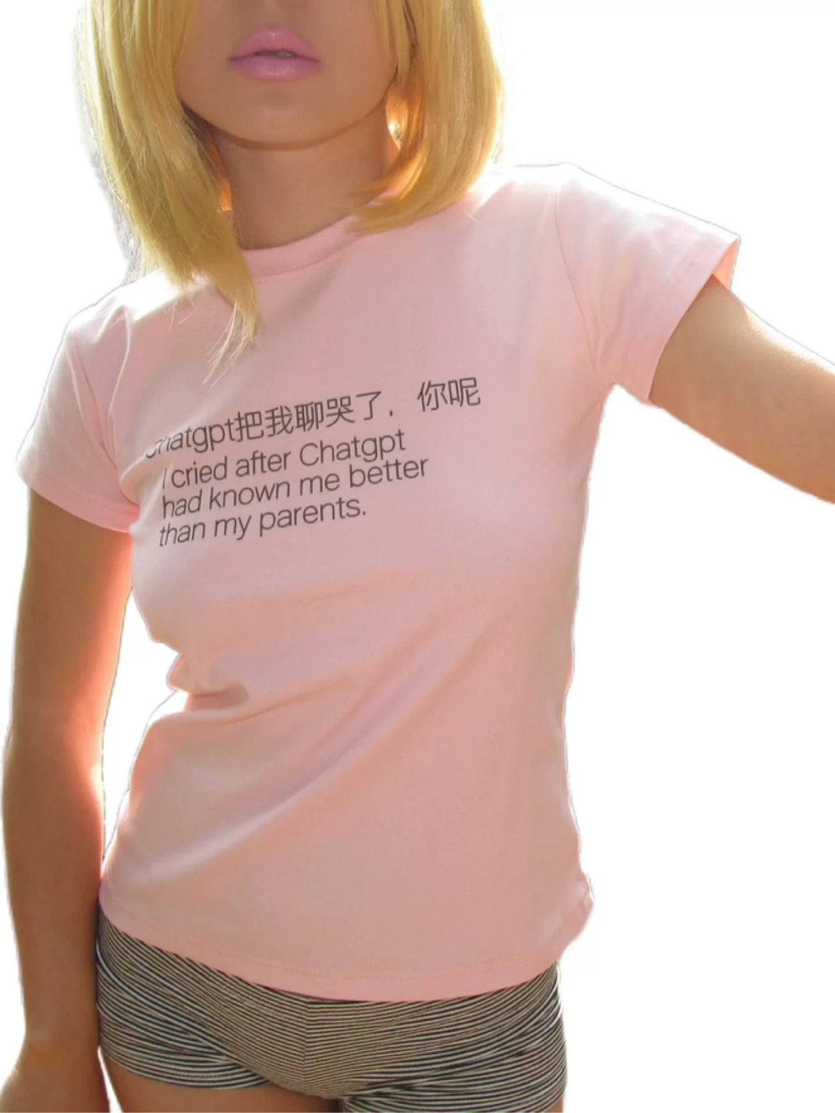 RebelAngel ChatGPT and DeepSeek Slogan T-Shirt - ChatGPT print front model view on white background
