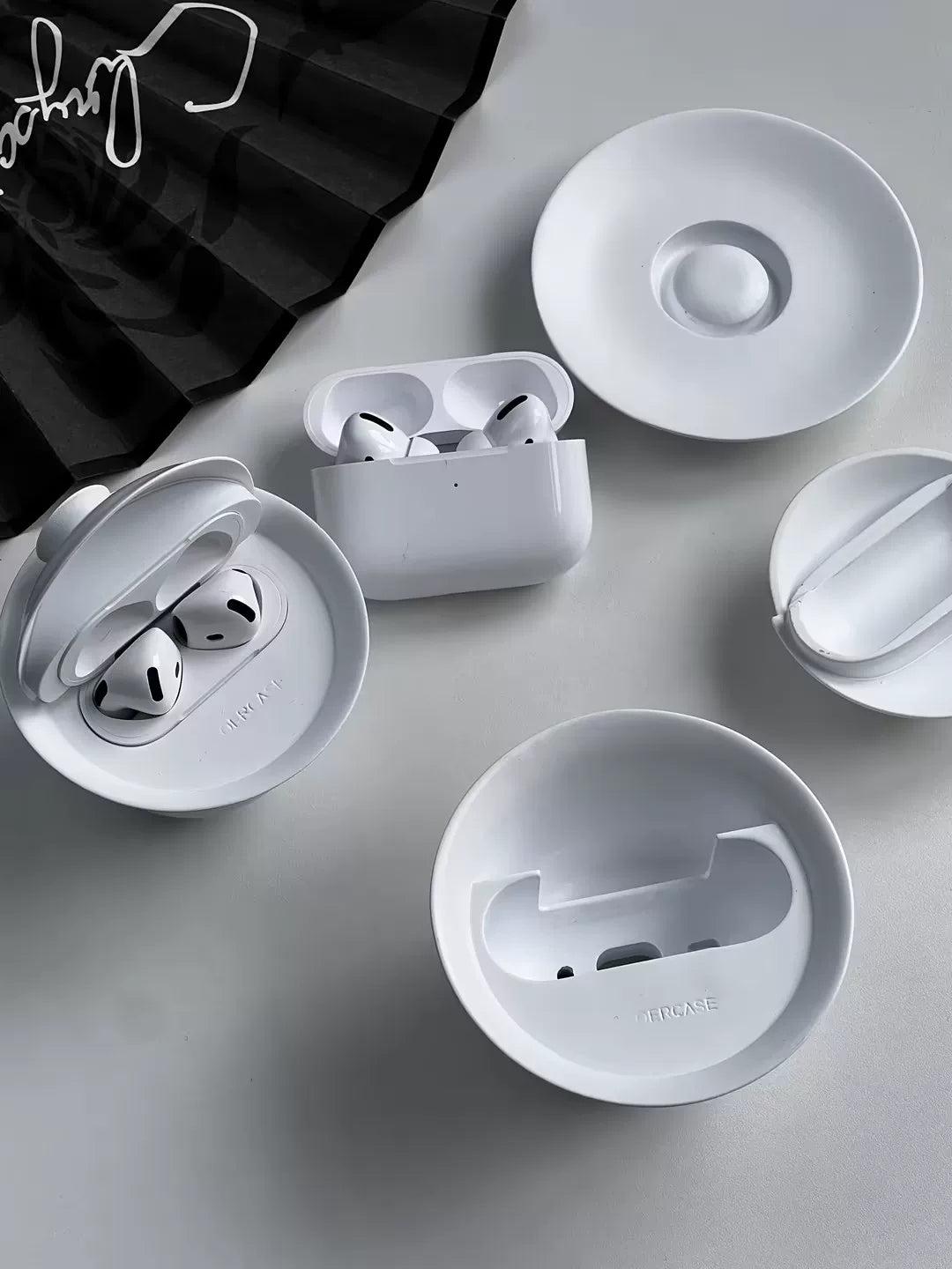 White teacup AirPods case — original product photo 7; earbuds not included