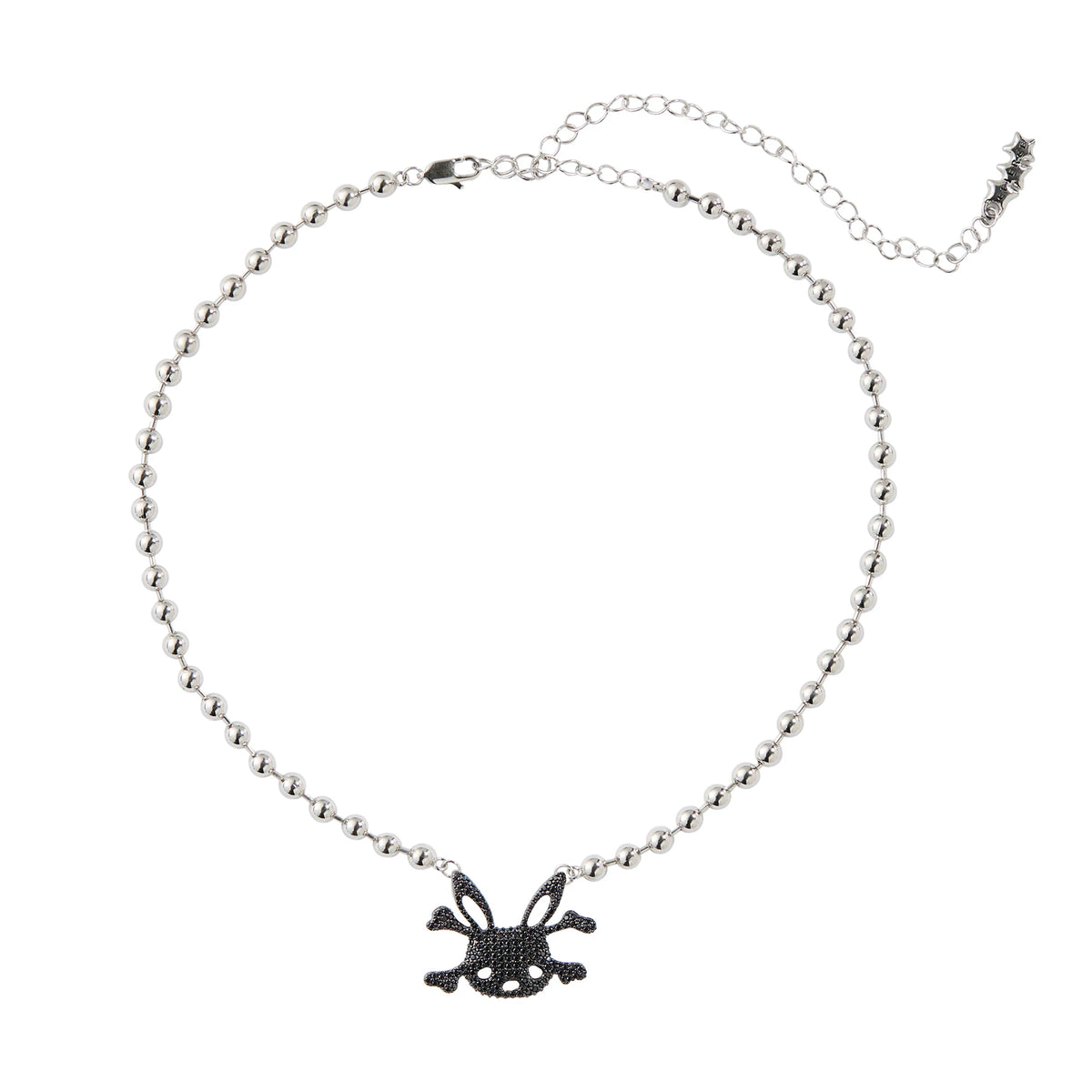 CFIERCE Rhinestone Bunny Skull Mini Necklace - black bunny-skull mini necklace product front