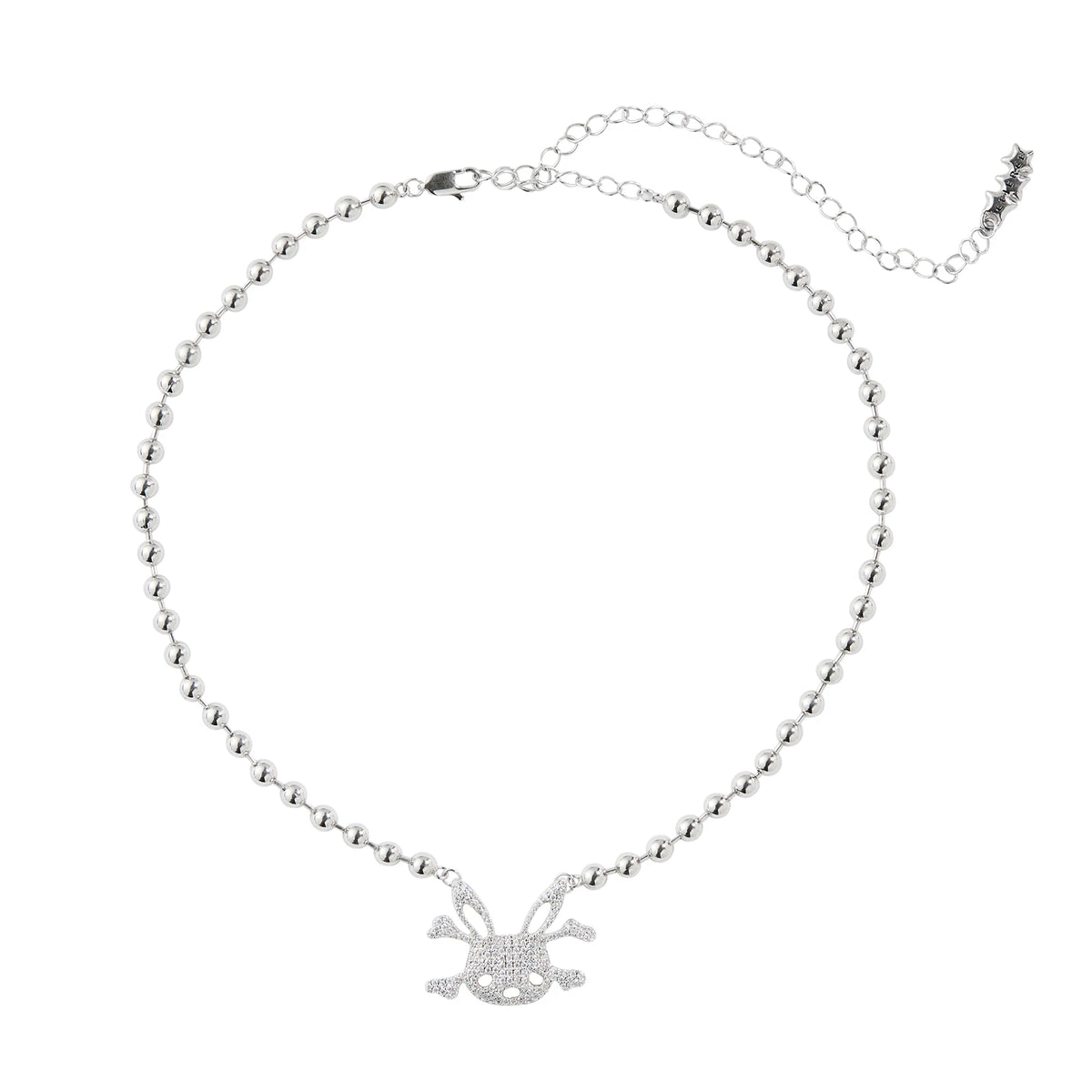 CFIERCE Rhinestone Bunny Skull Mini Necklace - white bunny-skull mini necklace product front
