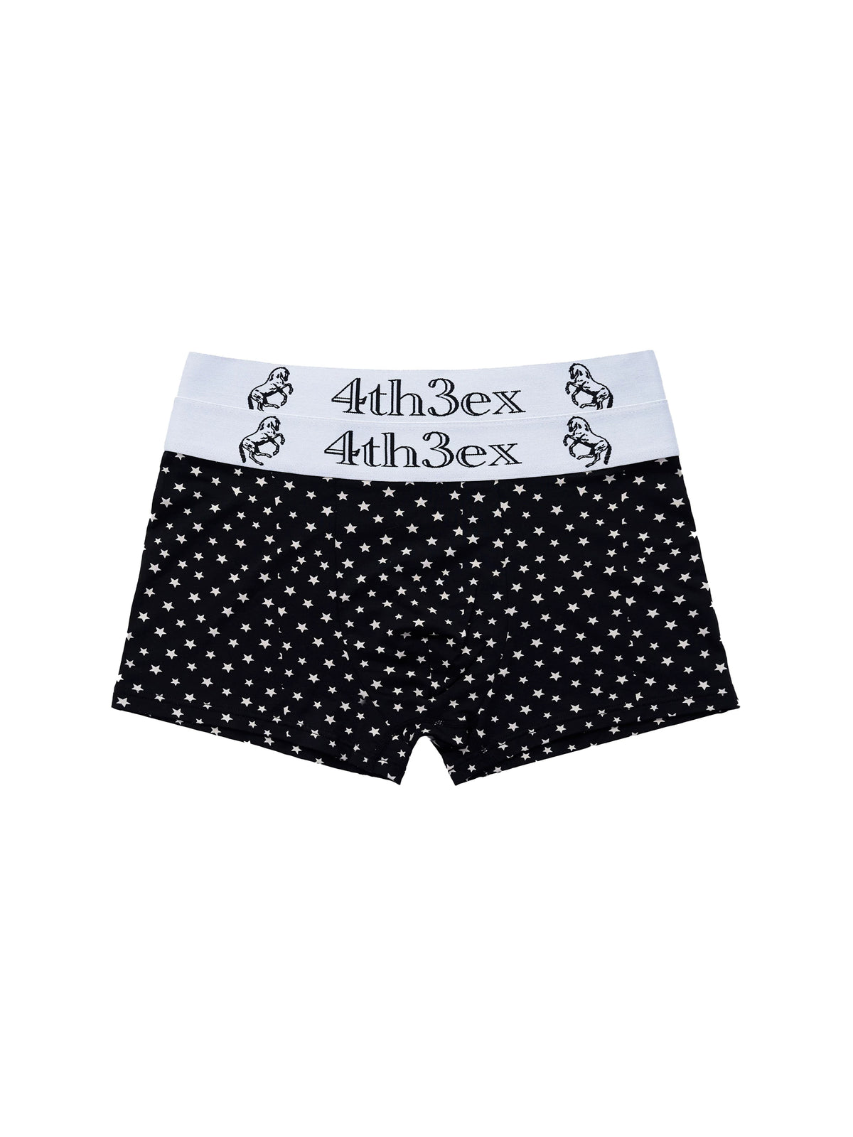 Fourth3ex Star Print Double-Waistband Boxer Briefs - black front, clean white background
