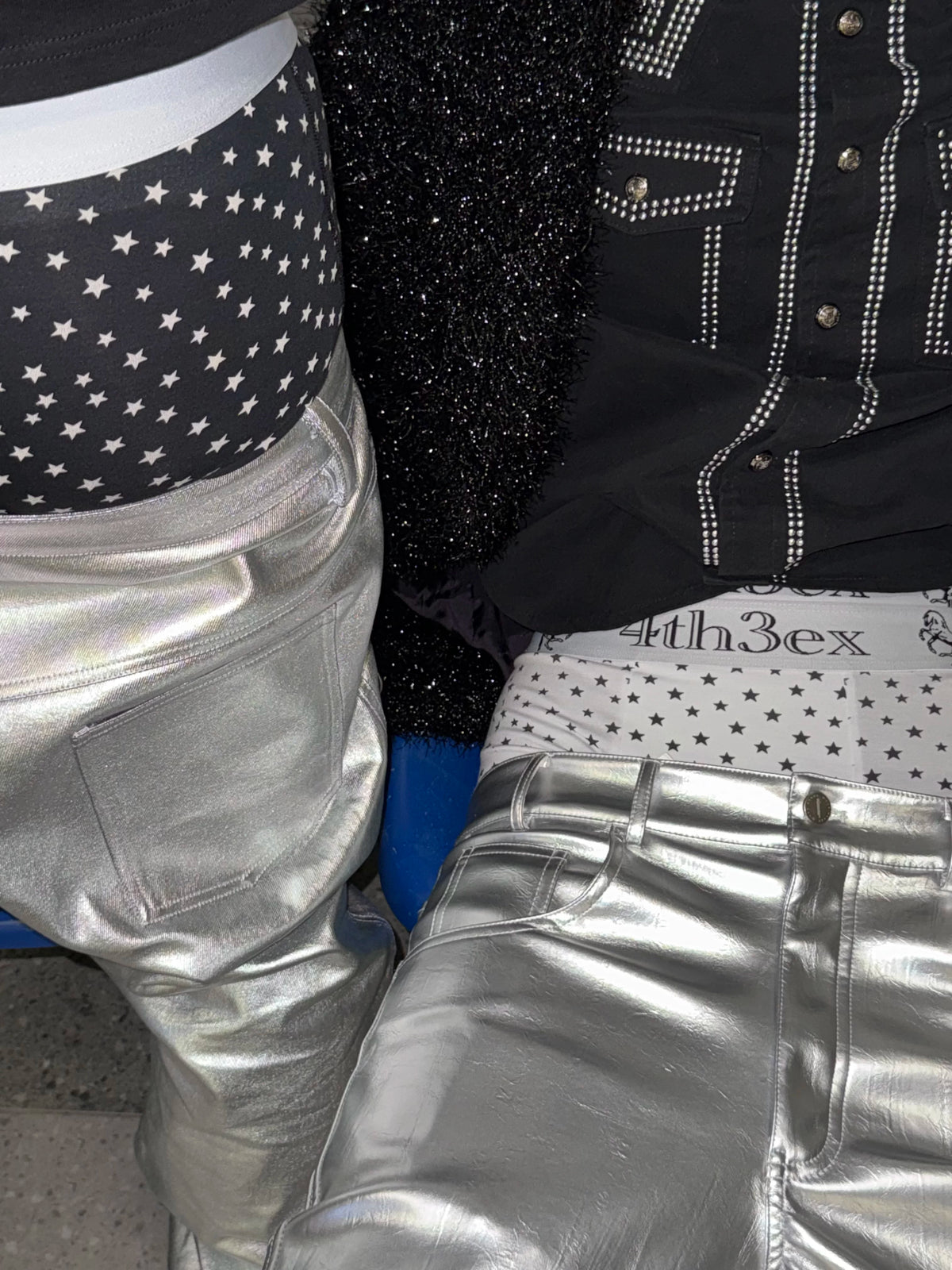 Fourth3ex Star Print Double-Waistband Boxer Briefs - black and white styled view