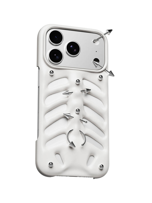 PINKDEVIL 3D Ribcage Piercing iPhone Case - wax white ribcage front