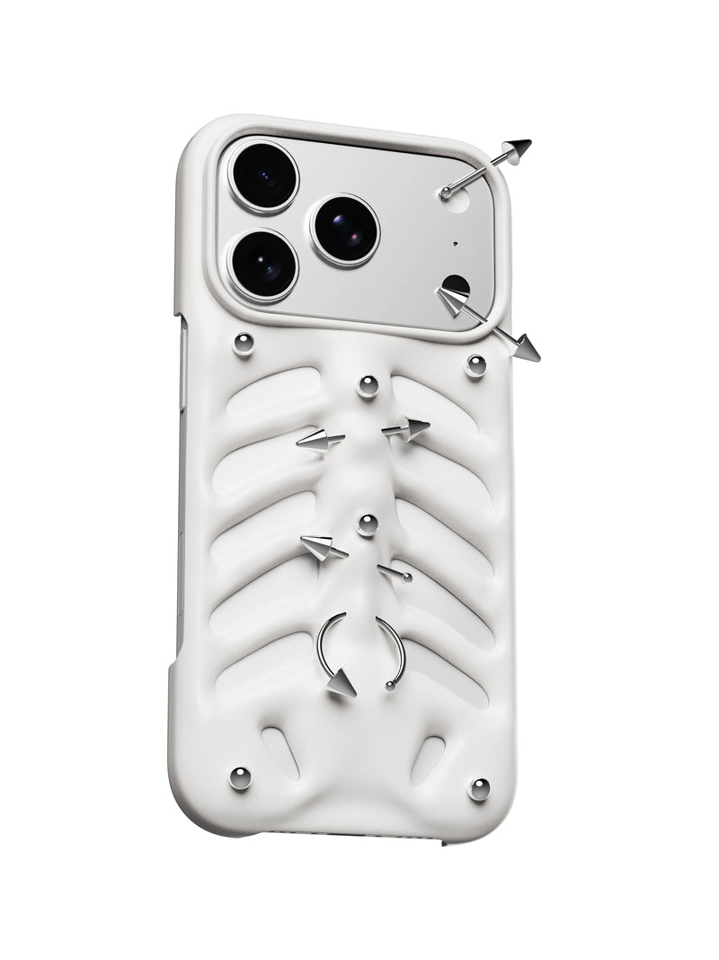 PINKDEVIL 3D Ribcage Piercing iPhone Case - wax white ribcage front