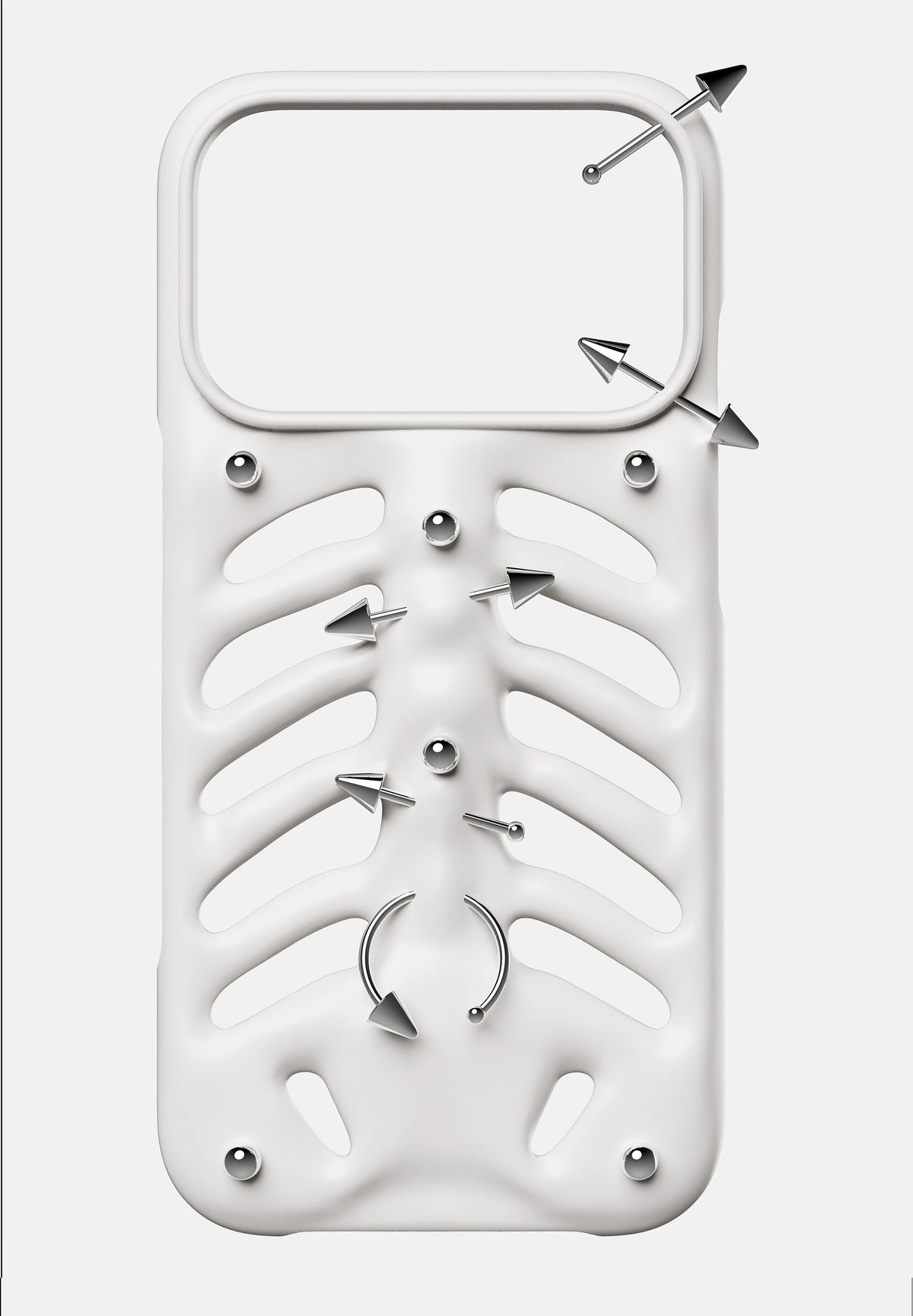 PINKDEVIL 3D Ribcage Piercing iPhone Case - wax white empty case and camera opening