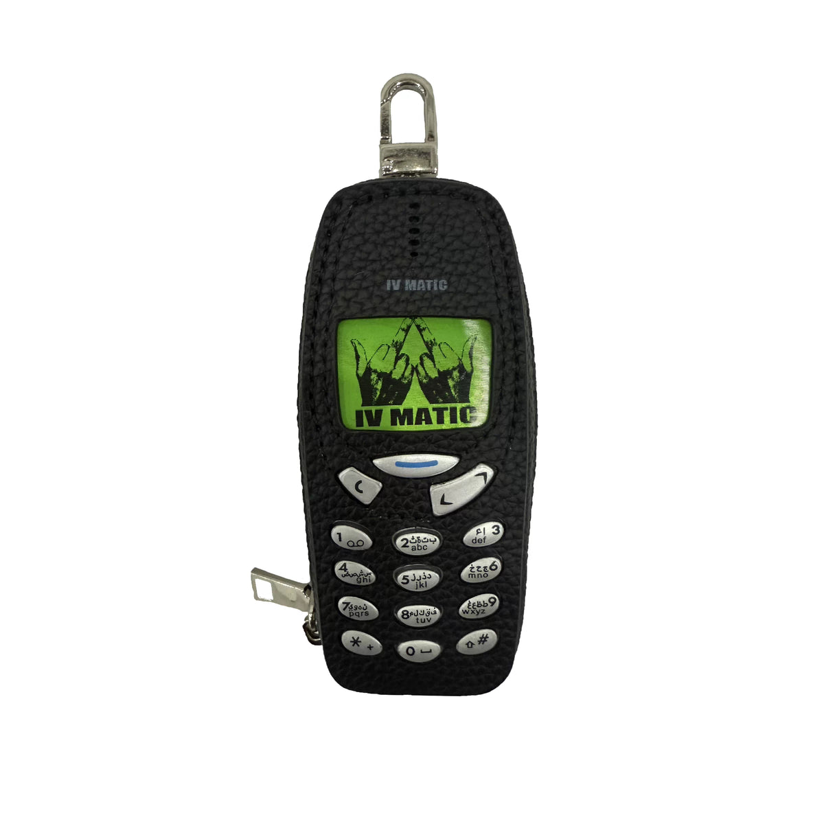 IV MATIC Retro Phone Leather Keychain Coin Purse - black front