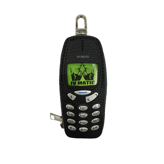 IV MATIC Retro Phone Leather Keychain Coin Purse - black front