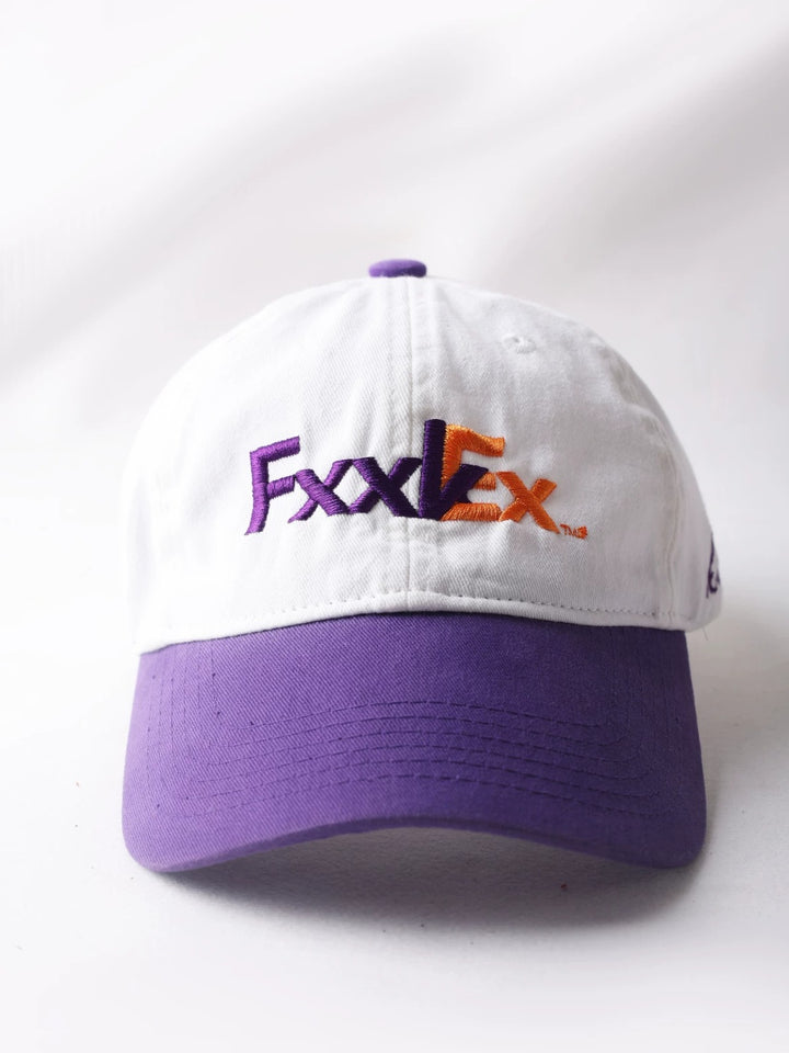 Parody Logo Embroidered Two-Tone Baseball Cap - White and purple front