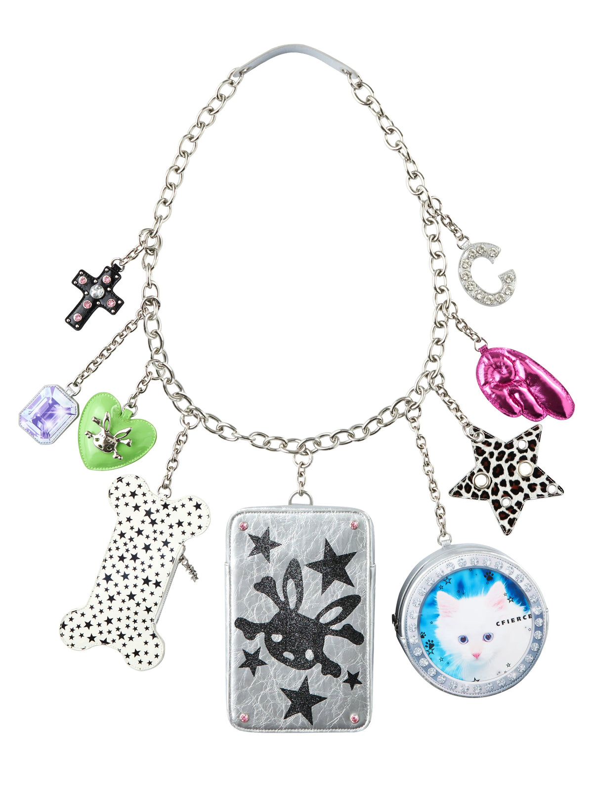CFIERCE MEGA Charm Chain Bag - white background front
