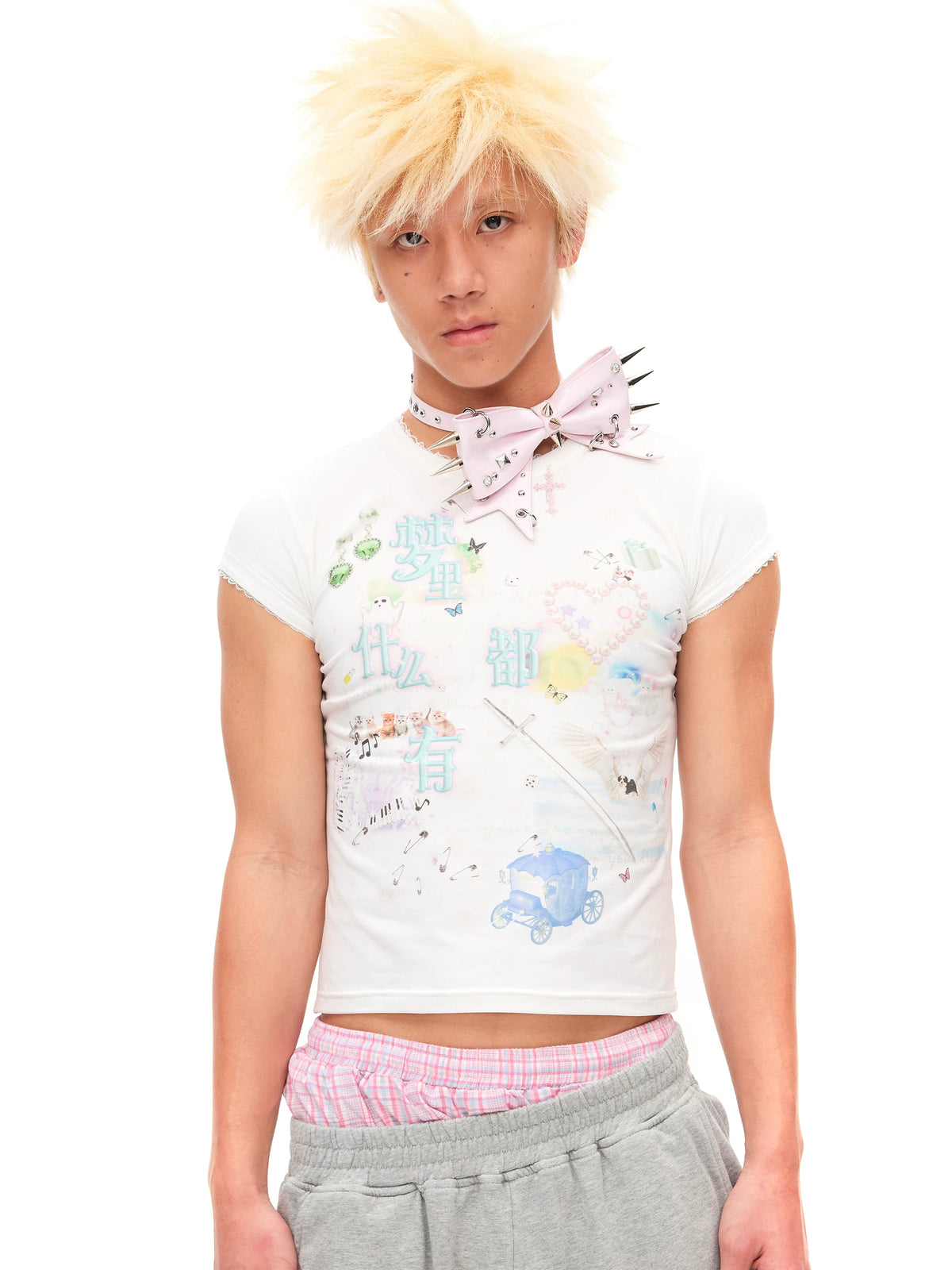 CFIERCE Dream Collage Lace-Trim Graphic T-Shirt - view 4