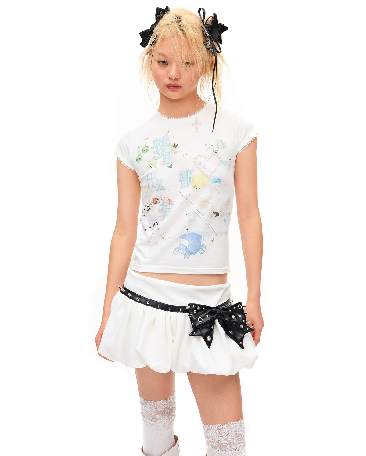 CFIERCE Dream Collage Lace-Trim Graphic T-Shirt - view 7