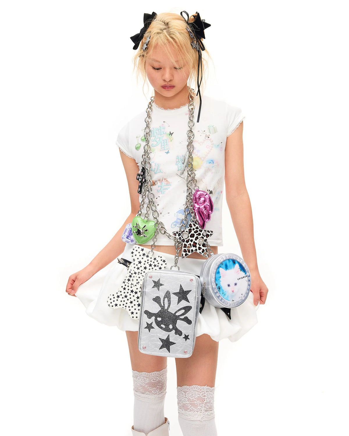 CFIERCE Dream Collage Lace-Trim Graphic T-Shirt - view 13