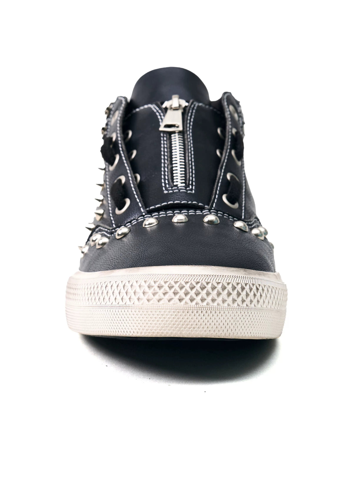 Fourth3ex Studded Double Zip Mid-Top Sneakers - Black toe front view