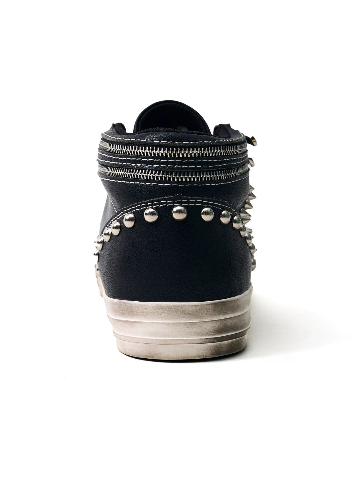 Fourth3ex Studded Double Zip Mid-Top Sneakers - Black heel view