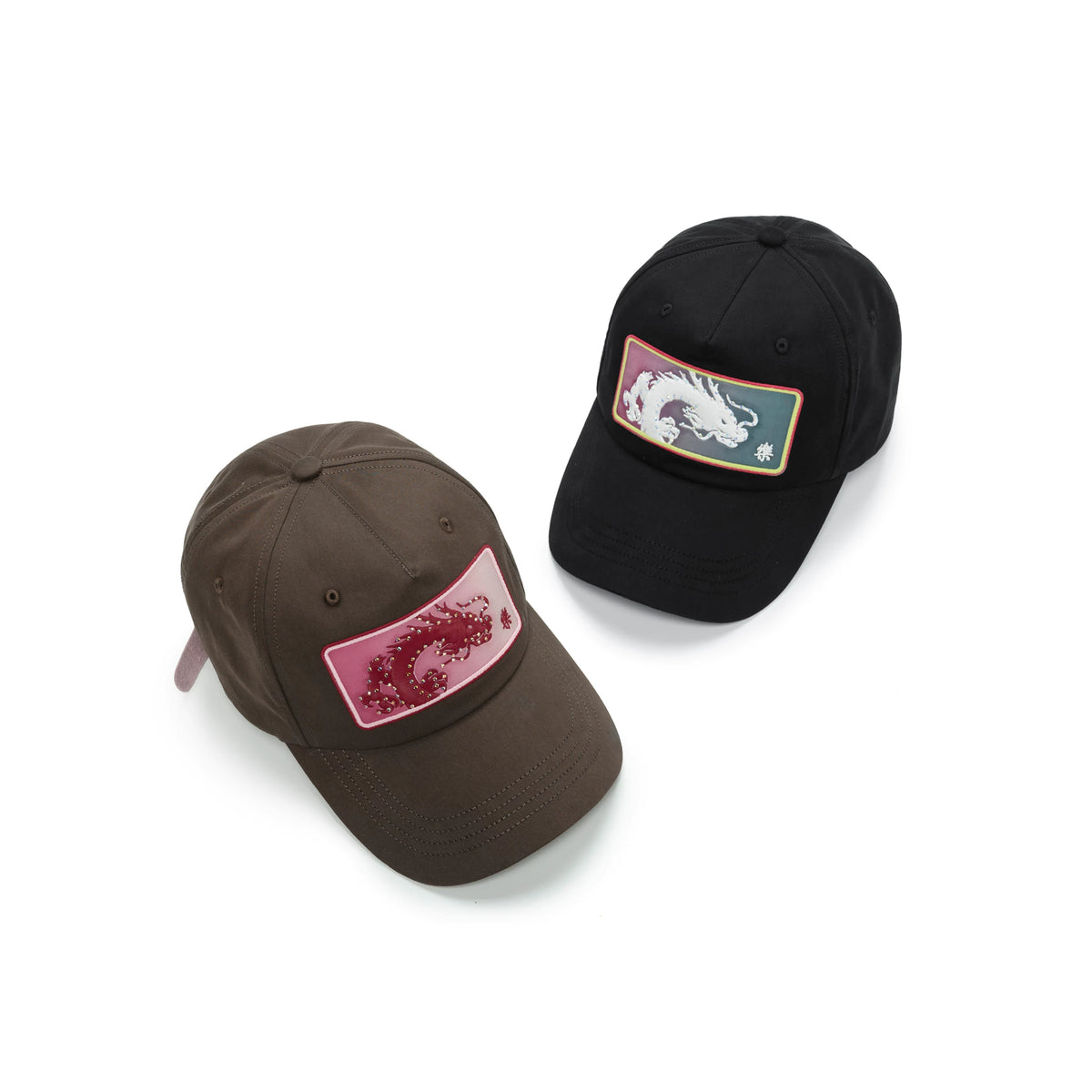 ESOTERIC THING Dragon Patch Baseball Cap - Brown and Black side angle