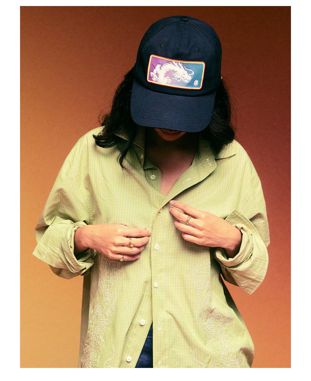 ESOTERIC THING Dragon Patch Baseball Cap - Black on model front