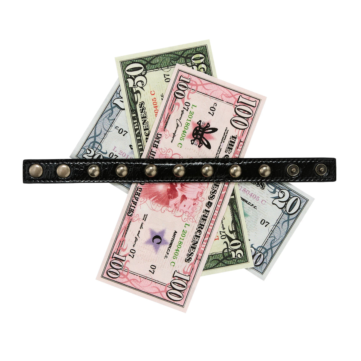 CFIERCE Money Print Studded Bracelet - black studded money-print bracelet product view
