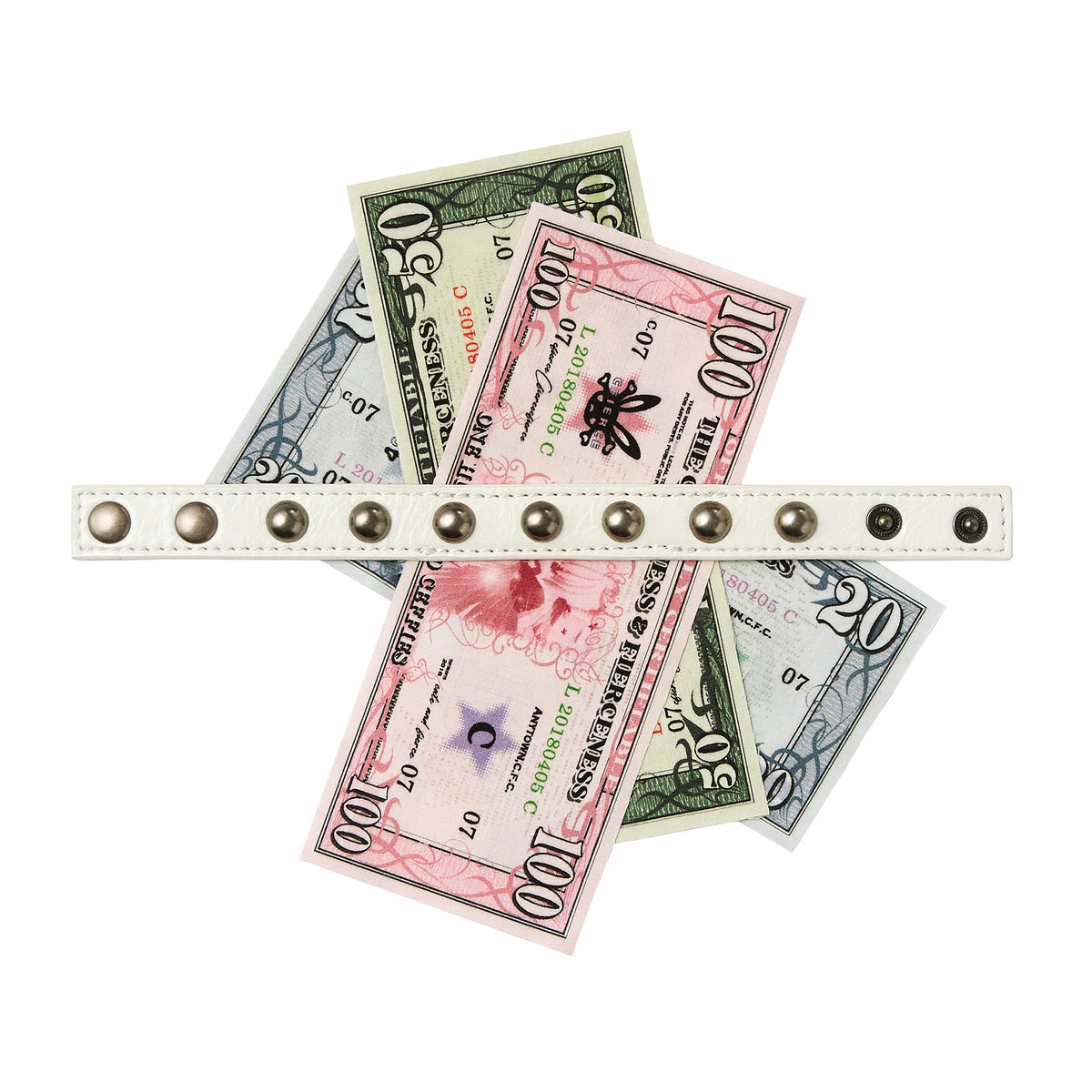 CFIERCE Money Print Studded Bracelet - white studded money-print bracelet product view