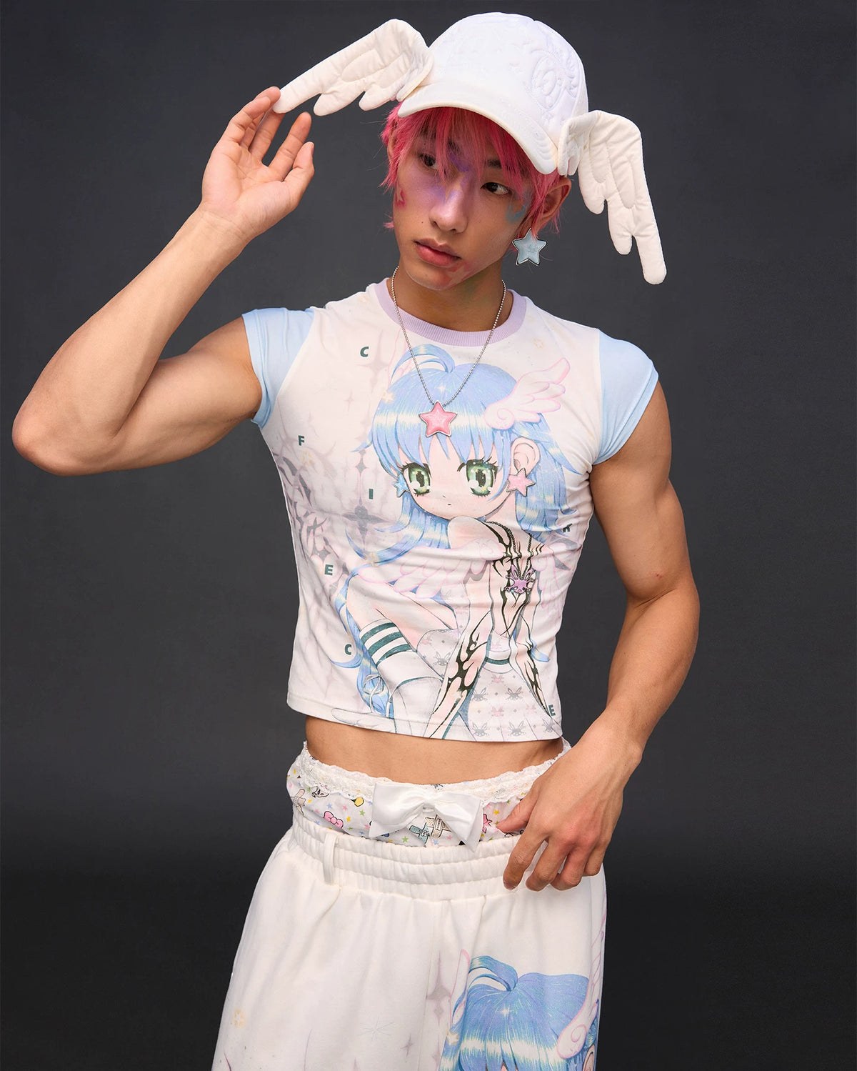 CFIERCE Winged Eye Embroidered Baseball Cap - white cap worn angled front