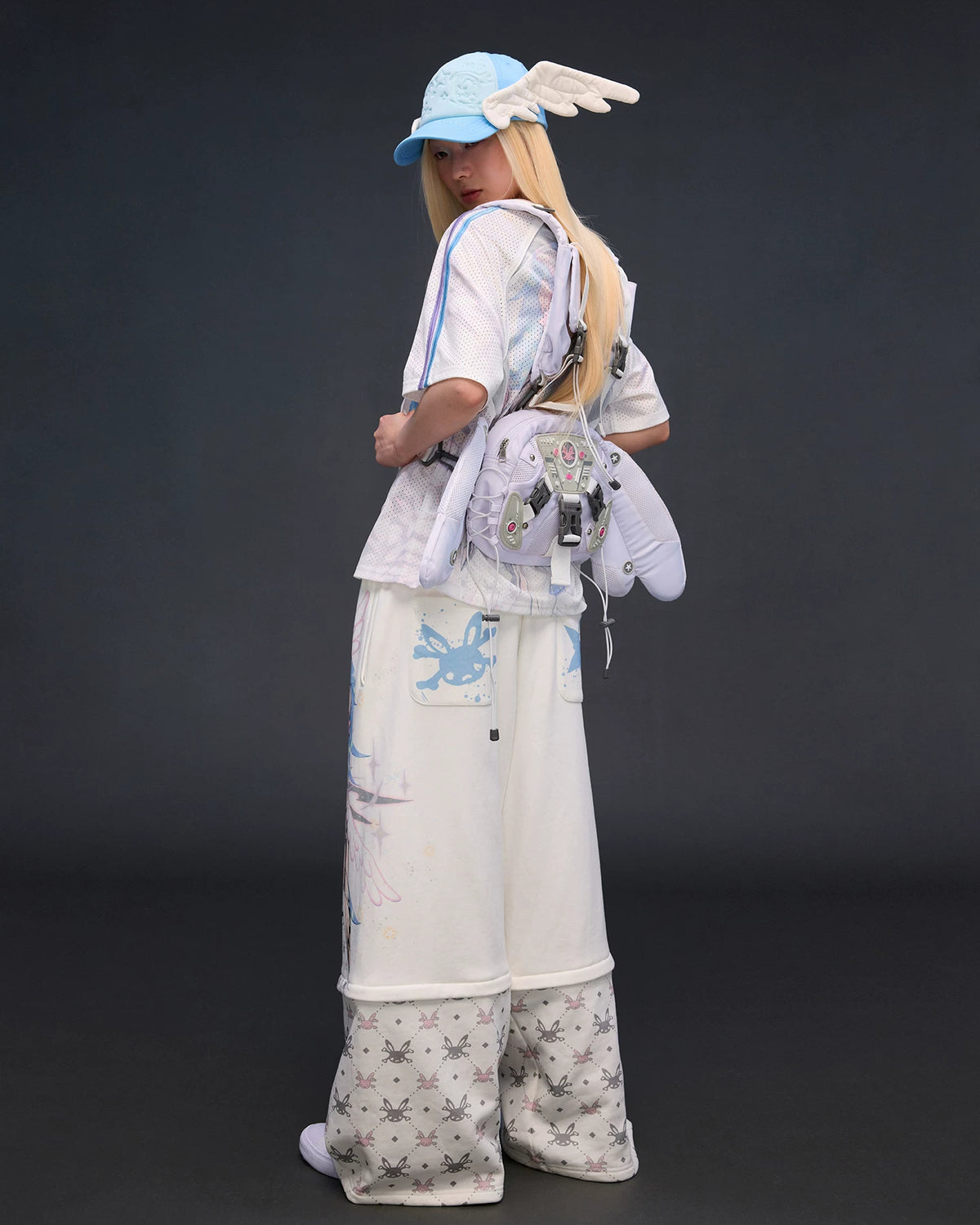CFIERCE Winged Eye Embroidered Baseball Cap - blue cap worn side (preorder)