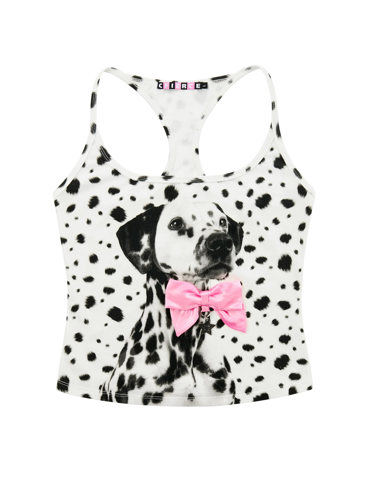 CFIERCE Dalmatian Bow Cami Top - white background front