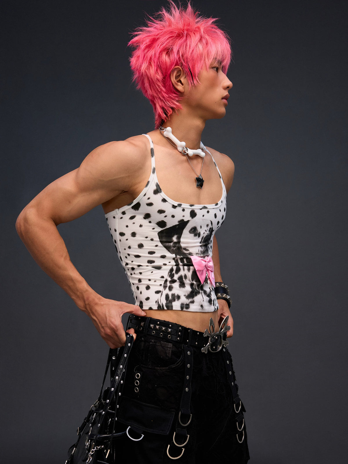 CFIERCE Dalmatian Bow Cami Top - model angle 2