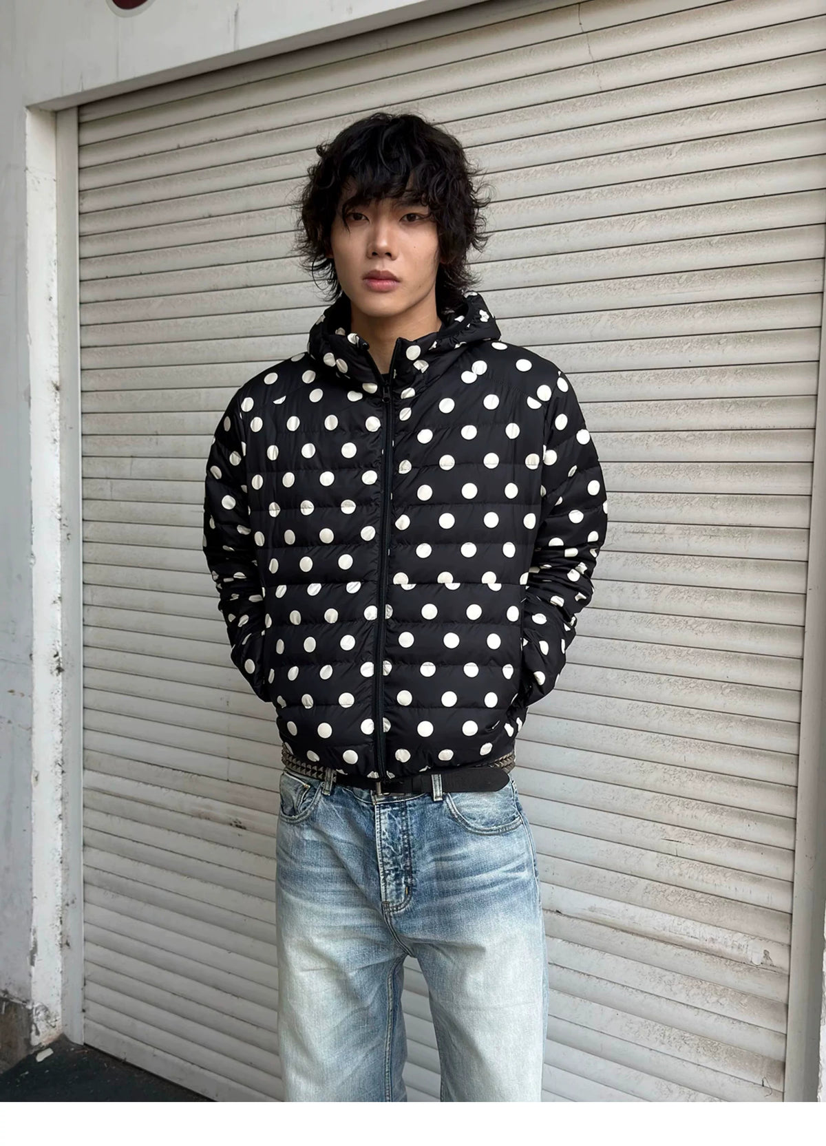 Polka Dot Hooded Down Puffer Jacket - view 10