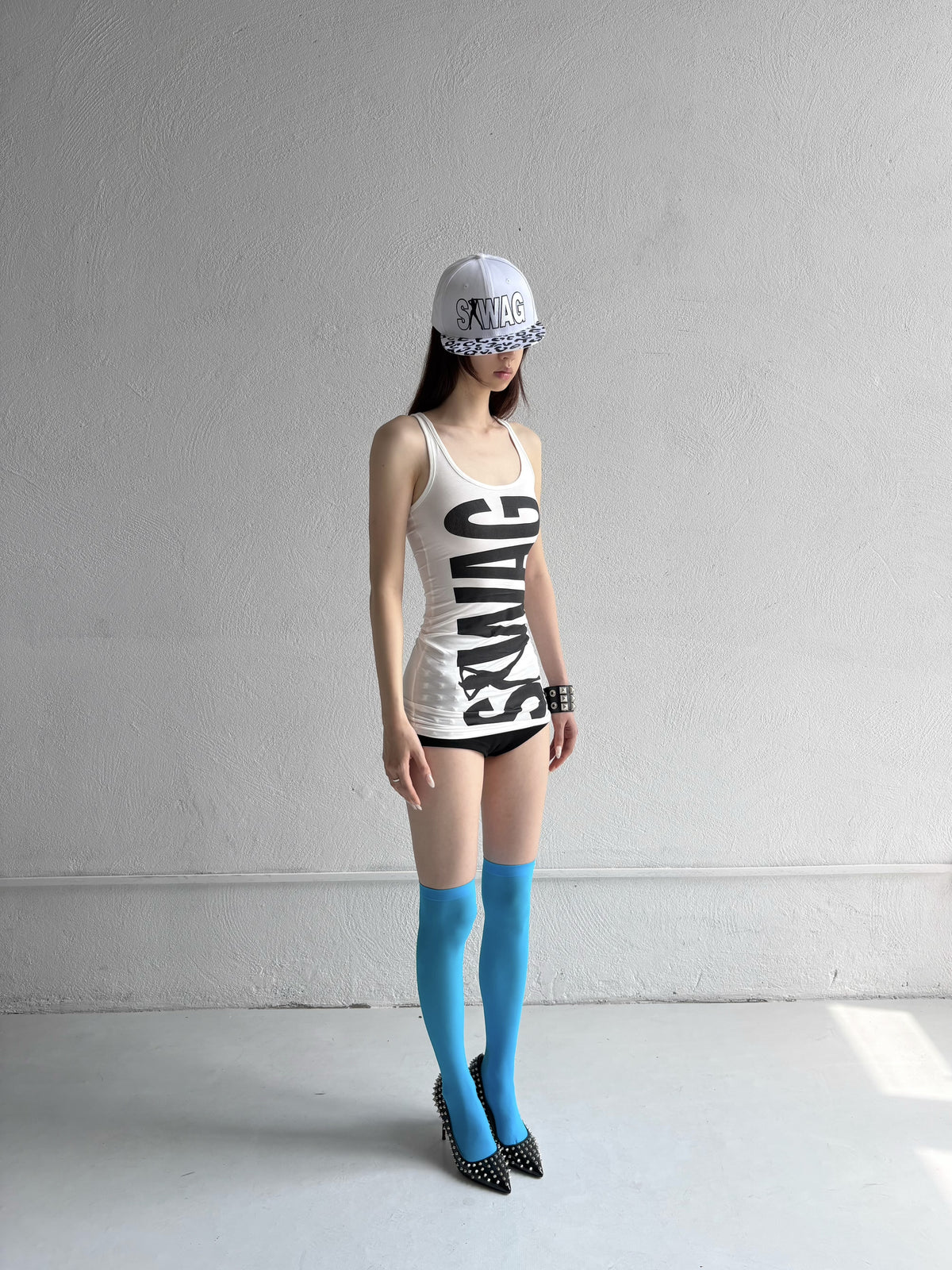 SWAG Print Racerback Tank Dress - White side angle